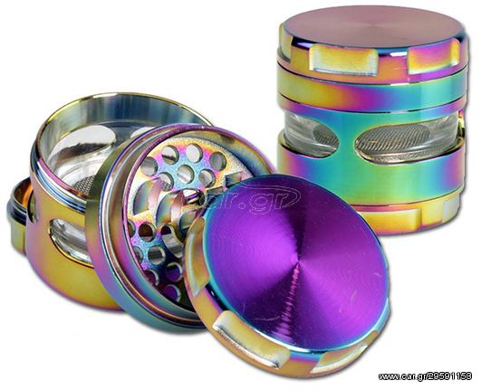 Grinder Τρίφτης με Παράθυρο Rainbow 62mm - 4 Parts