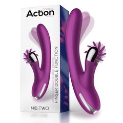 ACTION NO. TWO FINGER VIBRATOR WITH ROTATING WHEEL USB SILICONE