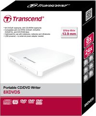Transcend external CD/DVD Rewriter USB 2.0 White  - Πληρωμή και σε 3 έως 36 χαμηλότοκες δόσεις