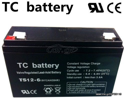 TC Battery ΜΟΛΥΒΔΟΥ 12A 6V - (TS12-6)