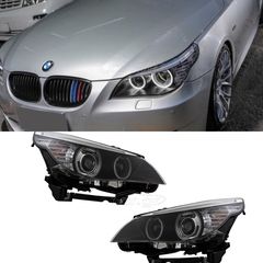 ΦΑΝΑΡΙΑ ΕΜΠΡΟΣ CCFL Angel Eyes Headlights suitable for BMW 5 Series E60 E61 (2003-2004) Dual Projector LCI Look for Xenon D2S