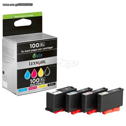 Lexmark 14N1921E 100XL Ink Cartridge Multi Pack, 1x510pg+3x600pg, Pack Qty 4