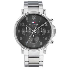 Ρολόι ανδρικό Tommy Hilfiger Multifunction 1710382 με μπρασελέ και ανθρακί μεταλλικό καντράν