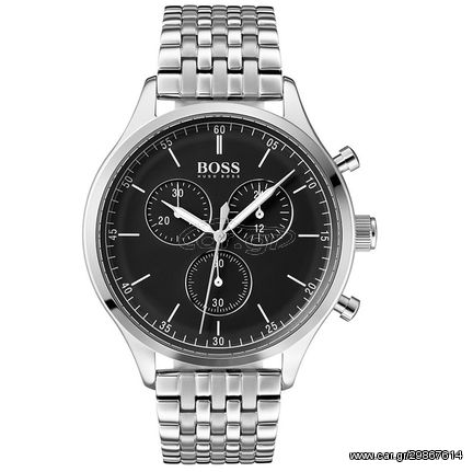 Ρολόι ανδρικό Hugo Boss Companion 1513652 με μπρασελέ και μαύρο καντράν