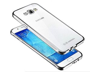 Samsung Galaxy J5 - Ultra Thin Slim TPU Silicone Bumper Clear Case Cover - Silver (OEM)