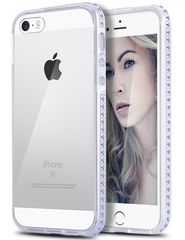 Apple iPhone 5s/SE – Ultra Thin Slim TPU Silicone Bumper Clear with Diamont – Silver (OEM)