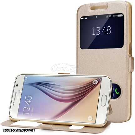 Samsung N930F Galaxy Note 7 – Δερμάτινη Αναδιπλούμενη Θήκη Πορτοφόλι με ενσωματωμένη θήκη Σιλικόνης - Champagne Gold(ΟΕΜ)