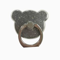 Teddy Bear Ring Stand Holder 360 Degree Rotation with Glitter - Black