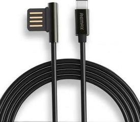 Remax Angle (90°) USB 2.0 Cable USB-C male - USB-A male Μαύρο 1m (Emperor) RC-054A