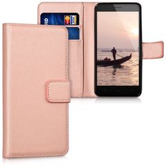 Xiaomi Redmi 6 pro / Xiaomi Mi A2 Lite - Δερμάτινη Αναδιπλούμενη Book Case με Ενσωματωμένη Θήκη Σιλικόνης –Rose Gold (oem)