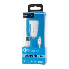 Φορτιστής Αυτοκινήτου Quick Charge 3.0 με καλώδιο τύπου Lightning μήκους 1 m - QIHANG QH-D03