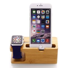 Βάση Στήριξης Bamboo Home-Neat Apple Watch Stand, Bamboo Wood Waterproof Charging Station Stand Cradle Holder for Iphone and Iwatch 38 Mm and 42 Mm 2 in 1 Tablet Organizer
