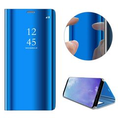 Xiaomi Mi Mix 2 - Mirror Case Slim Fit Book Folio Flip Hardcover with Plating Smart View Translucent Wallet Cover Blue Black