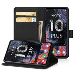 Samsung Galaxy Note 10 Plus  - Δερμάτινη Αναδιπλούμενη Book Case με Ενσωματωμένη Θήκη Σιλικόνης – Black (oem)