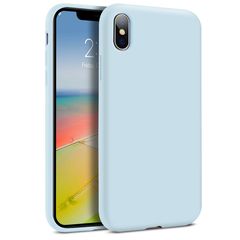 Apple iPhone XS/iPhone X - Slim Liquid Silicone Gel Rubber Case Soft Touch Back Cover Space Light Blue (oem)