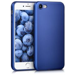 Apple iPhone 8 iPhone 7 - Slim Liquid Silicone Gel Rubber Case Soft Touch Back Cover Blue Metallic (oem)