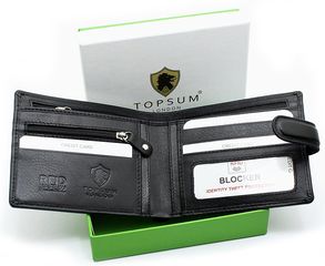 Δερμάτινο Αντρικό Πορτοφόλι Topsum London RFID Blocking Genuine Leather Bifold Wallet With Zip Coin Pocket for Men’s #4003