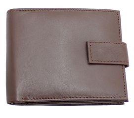 Καφέ Δερμάτινο Αντρικό Πορτοφόλι RAS Men's Soft Genuine Leather Bi-fold Wallet With ID & 2 Zipped Pockets - 421 Brown