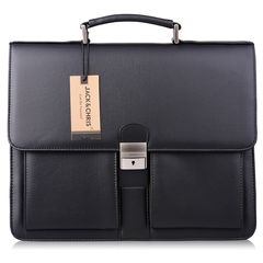 Δερμάτινη Τσάντα Jack&Chris; Mens New PU Leather Briefcase Messenger Bag Laptop Bag, MBYX015 Black