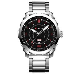 CURREN 8266 Mens Watches Luxury Sport Quartz Watch 3ATM Waterproof Stainless Steel Silver Dial WristWatch