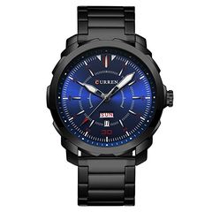 CURREN 8266 Mens Watches Luxury Sport Quartz Watch 3ATM Waterproof Stainless Steel Black Blue Dial WristWatch