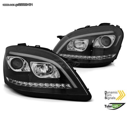 ΦΑΝΑΡΙΑ ΕΜΠΡΟΣ MERCEDES W164 ML M-KLASA 05-07 BLACK LED SEQ   LED Φανάρια Mercedes Benz W164 ML 05-08 Black EAUTOSHOP GR 
