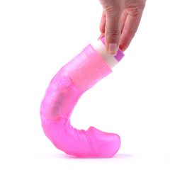 Clear Pink Flexible Basic Realistic Vibrator-thumb-2