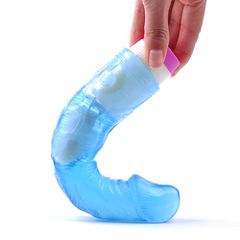 Clear Blue Flexible Basic Realistic Vibrator-thumb-2
