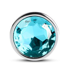 Blue Medium Metallic Anal Plug-thumb-1