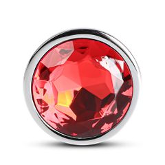 Red Medium Metallic Anal Plug-thumb-1