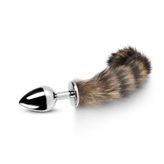 Medium Metallic Anal Plug with Tail-thumb-2