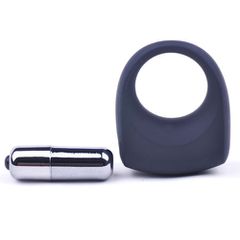 Black Color Silicone Vibrating Cock Ring-thumb-2