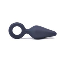 Small Size Black Silicone Anal Plug with Ring-thumb-1