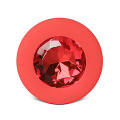 Red Medium Size Silicone Anal Plug with Red Diamond-thumb-1