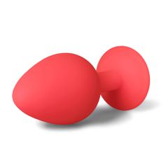 Red Medium Size Silicone Anal Plug with Red Diamond-thumb-2