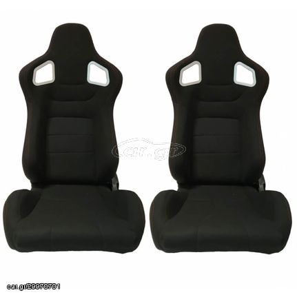 Καθίσματα Bucket RS Style Ύφασμα Μαύρο Με Κόκκινες Ραφές Ζευγάρι 2 Τεμαχίων