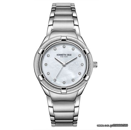 Ρολόι γυναικείο Kenneth Cole Crystal KC50981002 με μπρασελέ και λευκό φιλντισένιο καντράν