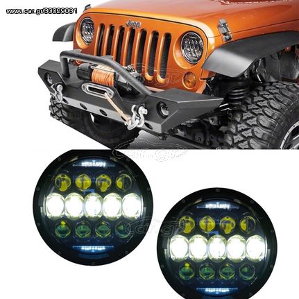 ΦΑΝΑΡΙΑ ΕΜΠΡΟΣ 7 Inch CREE LED Headlights Amber Halo DRL suitable for Jeep Wrangler TJ & JK (1997-2018)