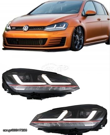 ΦΑΝΑΡΙΑ ΕΜΠΡΟΣ Osram Full LED Headlights VW Golf 7 VII 12-17 Red GTI Upgrade Xenon&Halogen