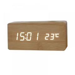 ΞΥΛΙΝΟ ΨΗΦΙΑΚΟ ΡΟΛΟΙ ΜΕ ΘΕΡΜΟΚΡΑΣΙΑ WOODEN CLOCK WOODENCLOCK-02 - OEM