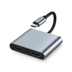POWERTECH docking station CAB-UC083, 4 θυρών, USB-C, 4K, 100W, γκρι