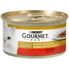 Υγρή Τροφή για Ενήλικες Γάτες Purina Gourmet Gold Κομματάκια σε Σάλτσα με Βοδινό 85 gr