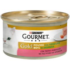 Υγρή Τροφή για Ενήλικες Γάτες Purina Gourmet Gold Μους  με Πέστροφα και Ντομάτα 85 gr