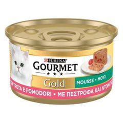 Υγρή Τροφή για Ενήλικες Γάτες Purina Gourmet Gold Μους, με Πέστροφα και Ντομάτα 85gr