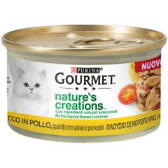 Υγρή Τροφή για Ενήλικες Γάτες Gourmet Nature's Creations Πλούσιο σε Κοτόπουλο, Γαρνιρισμένο με Σπανάκι και Ντομάτες 85gr