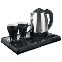 LIFE Welcome Tray for Hotels, with inox water kettle 1.2L and 2 ceramic 221-0111