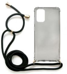 INOS Θήκη TPU Crossbody για Samsung G985 Galaxy S20 Plus Shock Proof Smoke με Μαύρο Strap - (5205598134136)