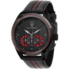 Ρολόι ανδρικό Maserati Traguardo R8871612023 Chronograph με δερμάτινο λουρί και μαύρο καντράν