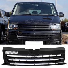 ΜΑΣΚΑ ΕΜΠΡΟΣ VW T5.1 Facelift Transporter (2010-2015) Black with Chrome Stripes