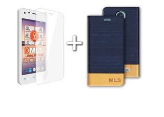 Αυθεντικη MLS IQTALK Color Mini 4G - Θήκη BOOK ΜΠΛΕ και Προστατευτικο Τζαμι